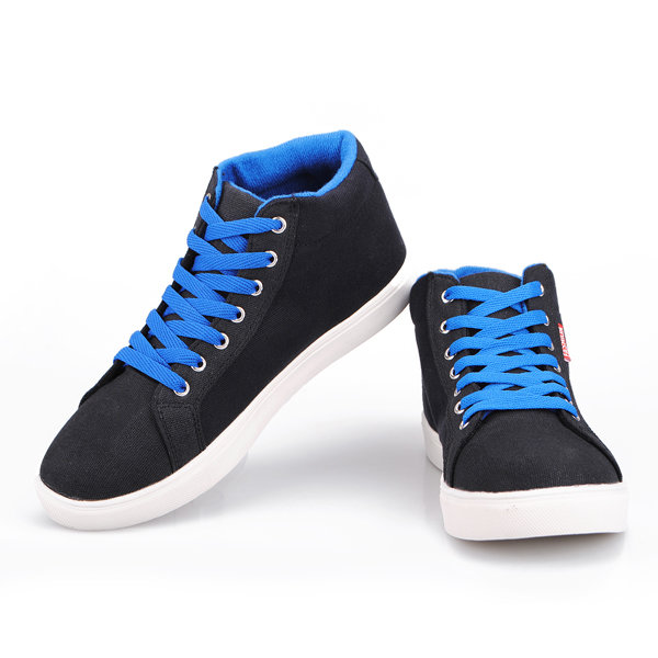 Mens chaussures à semelle haute top sneakers bleues noires étoiles